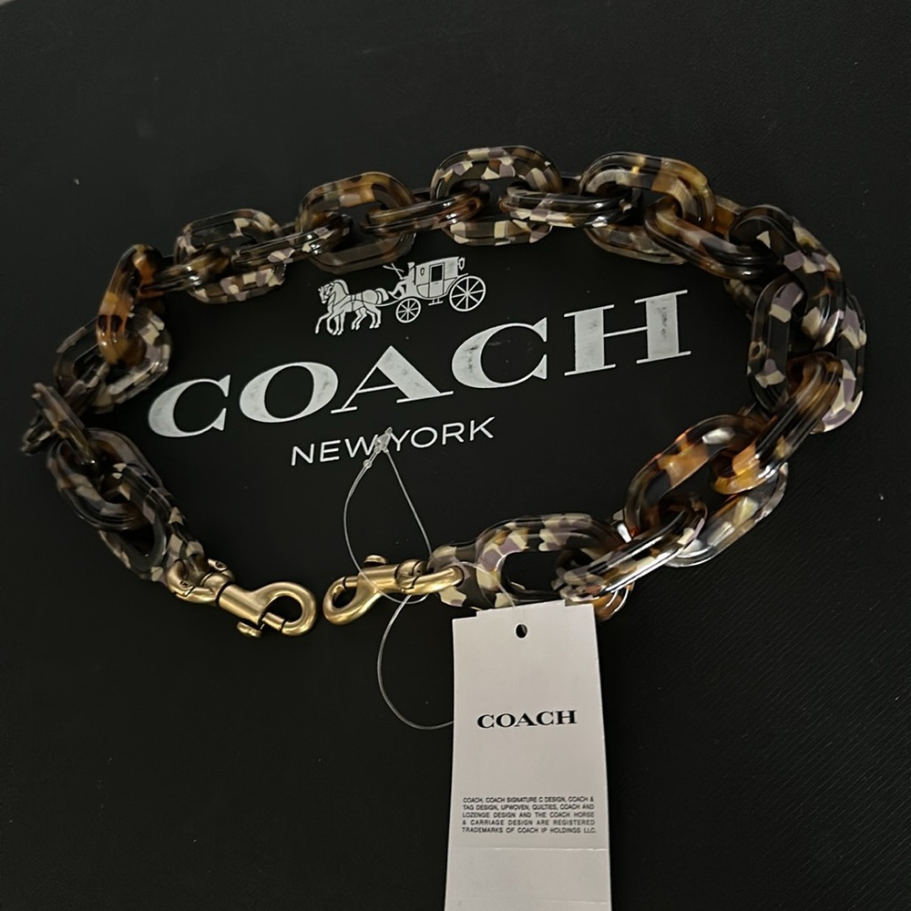 NWT Coach Short Purse Chain Strap With Recycled Resin Coachtopia Tortoise Brass - Picture 5 of 7